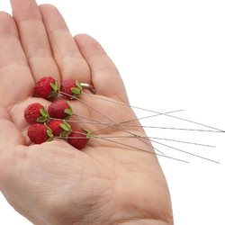 Lot (8) Czech lampwork glass strawberry fruit craft earring headpin glass beads