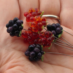 Lot (7) Czech lampwork glass wild berry craft earring headpin glass beads