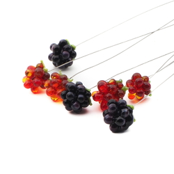 Lot (7) Czech lampwork glass wild berry craft earring headpin glass beads