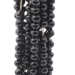 Hank (280) antique Victorian Czech blown black glass beads 6mm
