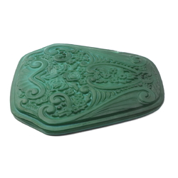 Art Deco malachite jade green glass floral dressing table set mirror insert Schlevogt Ingrid