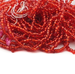 Lot (1500) Vintage Czech transparent orange red faceted glass seed beads 16bpi 