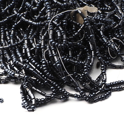 Lot (5000) Vintage Czech hematite black glass bugle seed beads 