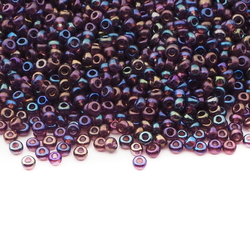 Lot (6300) Czech vintage peacock Iris metallic rondelle micro seed glass beads 1mm