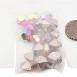 Lot (45) Czech vintage foiled AB vitrail round octagon glass rhinestones