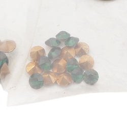 Lot (70) Czech vintage foiled Emerald green glass rhinestones 5mm