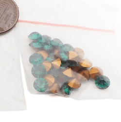 Lot (70) Czech vintage foiled Emerald green glass rhinestones 5mm