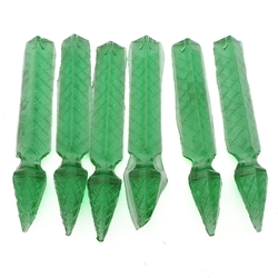 Lot (6) Vintage Czech uranium green glass colonial spear Chandelier prisms unfinished 4.8"