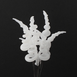 Lot (11) lampwork glass white opaline spiral flower part headpin glass beads