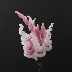 Lot (13) opaline white pink lampwork glass spiral flower part headpin glass beads