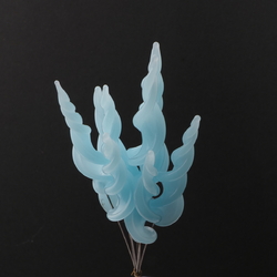 Lot (8) opaline aqua lampwork glass spiral twist flower part headpin glass beads