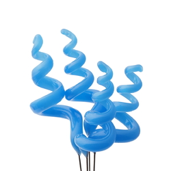 Lot (4) opaline blue lampwork glass spiral flower part headpin glass beads