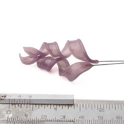 Lot (2) purple opaline lampwork glass spiral flower part headpin glass beads