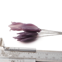 Lot (8) lampwork glass purple flower petal part headpin glass beads