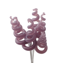 Lot (6) opaline purple lampwork glass spiral flower part headpin glass beads