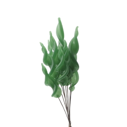 Lot (10) lampwork glass green opaline twist flower part headpin glass beads