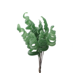 Lot (13) lampwork glass green opaline twist spiral flower part headpin glass beads