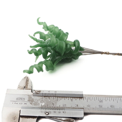 Lot (13) lampwork glass green opaline twist spiral flower part headpin glass beads