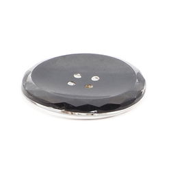 Large vintage Czech black crystal clear faceted glass button 33mm