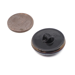 Czech Vintage vitrail iridescent floral starburst black glass button 23mm