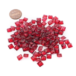 Lot (120) Czech vintage pink red square glass rhinestones 7mm