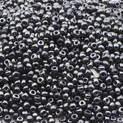Lot (2500) Czech vintage hematite rondelle glass seed beads 3mm