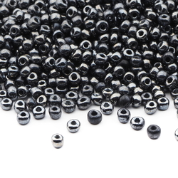 Lot (2500) Czech vintage hematite rondelle glass seed beads 3mm