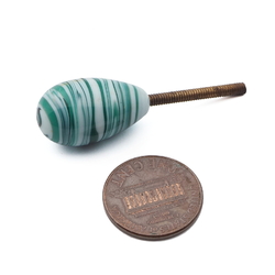Vintage Czech marble striped oval lampwork glass chandelier finial screw thread bead