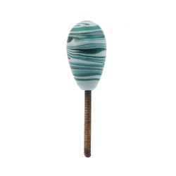 Vintage Czech marble striped oval lampwork glass chandelier finial screw thread bead