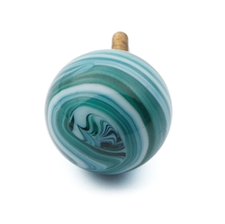 Vintage Czech agate marble lampwork glass ball chandelier finial threaded bead