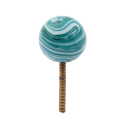 Vintage Czech agate marble lampwork glass ball chandelier finial threaded bead