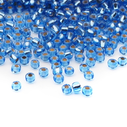 Lot (7000) Czech vintage silver lined blue rondelle glass seed beads 2.5mm