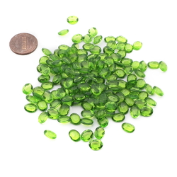 Lot (145) Czech vintage green oval glass rhinestones 8x6mm
