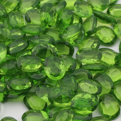 Lot (145) Czech vintage green oval glass rhinestones 8x6mm