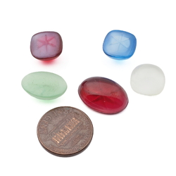 Lot (5) Czech vintage intaglio star glass cabochons