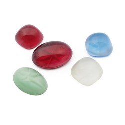 Lot (5) Czech vintage intaglio star glass cabochons