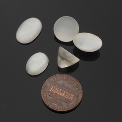 Lot (5) Czech vintage white satin moonglow glass cabochons