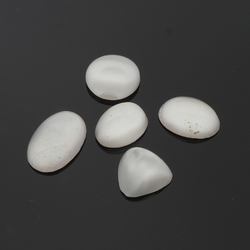 Lot (5) Czech vintage white satin moonglow glass cabochons