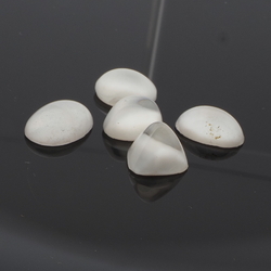 Lot (5) Czech vintage white satin moonglow glass cabochons
