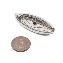 Vintage Deco Czech rhodium plate glass rhinestone pin brooch