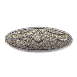 Vintage Deco Czech rhodium plate glass rhinestone pin brooch