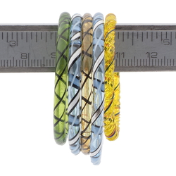 Lot (5) antique Czech filigree spiral lampwork glass bangles earring hoops