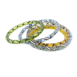 Lot (5) antique Czech filigree spiral lampwork glass bangles earring hoops