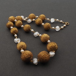 Vintage Czech necklace glass seed beaded ball beads