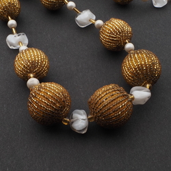 Vintage Czech necklace glass seed beaded ball beads
