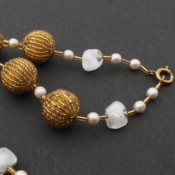Vintage Czech necklace glass seed beaded ball beads