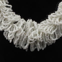 Vintage Czech knitted necklace white satin rondelle seed glass beads