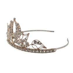 Vintage handmade crystal glass rhinestone wirework  tiara