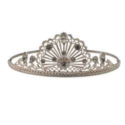 Vintage handmade Czech crystal clear glass rhinestone Nouveau style tiara