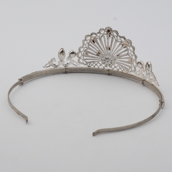 Vintage handmade Czech crystal clear glass rhinestone Nouveau style tiara